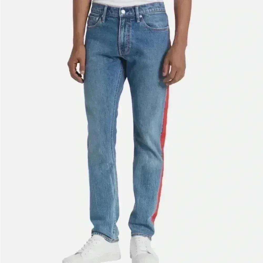 Calvin Klein Mens Side Stripe / Tuxedo Stripe Jeans.
